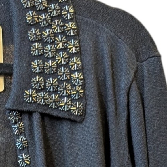 Claudia D Large Beaded Cardigan In Black - Picture 5 of 5